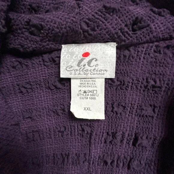 I.C. Collection U.S.A. By Connie Womens XXL Textured Purple Asymmetric Cardigan